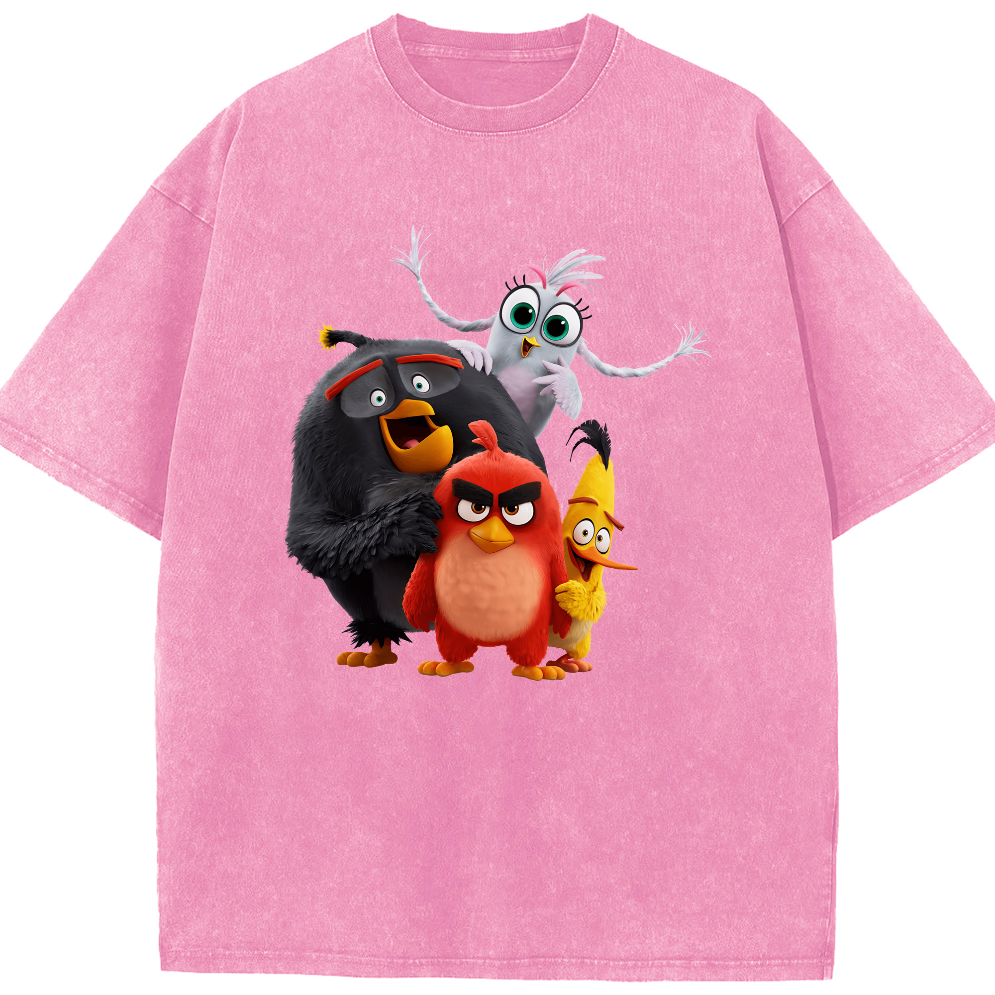 （画像用） Angry Birds アングリーバード 綿100% ヴィンテージ風 半袖Tシャツ（フロントプリント）
